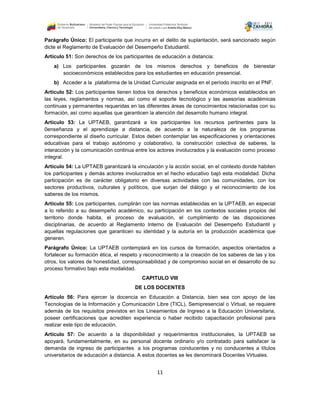 Normativa para la implementacion y funcionamiento de educacion a ...