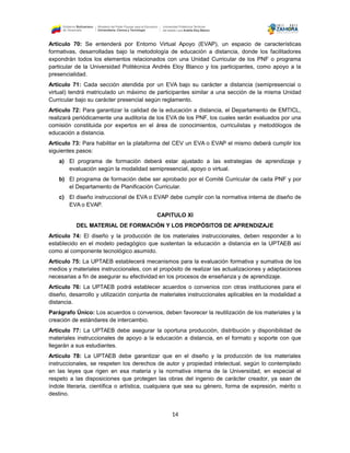 Normativa para la implementación y funcionamiento de educación a ...