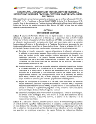 Normativa para la implementación y funcionamiento de educación a ...