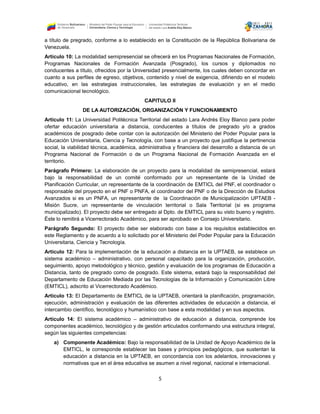 Normativa para la implementación y funcionamiento de educación a ...