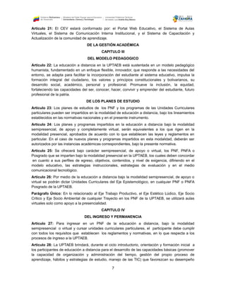 Normativa para la implementación y funcionamiento de educación a ...