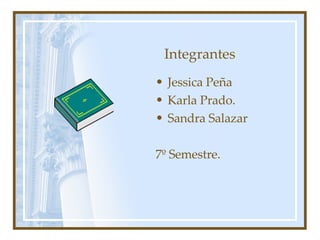 Integrantes  <ul><li>Jessica Peña </li></ul><ul><li>Karla Prado. </li></ul><ul><li>Sandra Salazar </li></ul><ul><li>7º Sem...