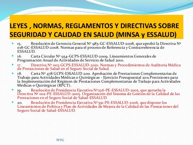 NORMATIVA SOBRE SEGURIDAD Y CALIDAD EN SALUD