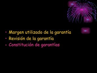 Margen utilizado de la garantía Revisión de la garantía Constitución de garantías 