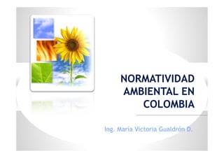 NORMATIVIDAD
     AMBIENTAL EN
        COLOMBIA

Ing. María Victoria Gualdrón D.
 