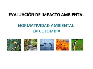 EVALUACIÓN DE IMPACTO AMBIENTAL
NORMATIVIDAD AMBIENTAL
EN COLOMBIA
 