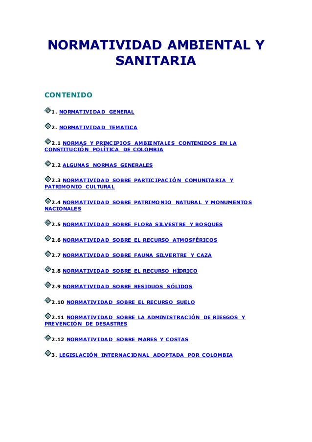 Normatividad Ambiental Y Sanitaria