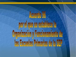 Acuerdo 96  por el que se establece la  Organización y Funcionamiento de las Escuelas Primarias de la SEP 
