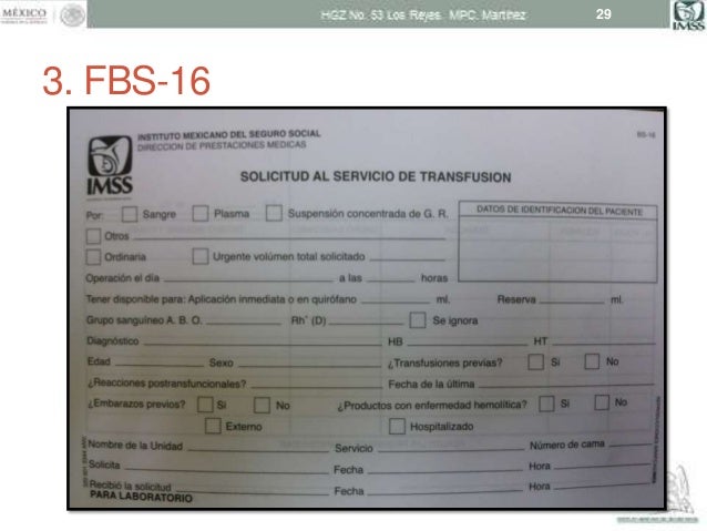 Resultado de imagen para hoja de transfusion sanguinea imss