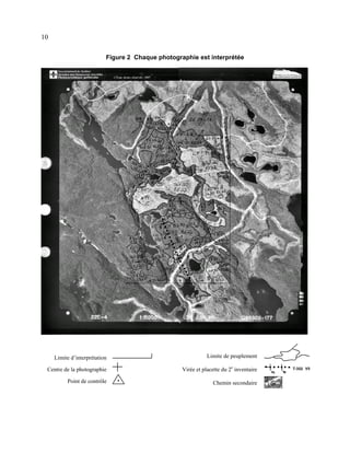 10
Figure 2 Chaque photographie est interprétée

Limite d’interprétation

Limite de peuplement

Centre de la photographie

Virée et placette du 2e inventaire

Point de contrôle

Chemin secondaire

 