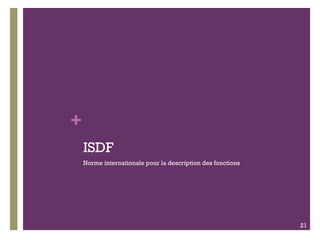 +
ISDF
Norme internationale pour la description des fonctions
21
 