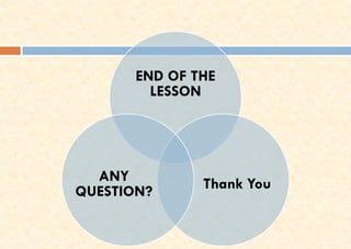 END OF THE
LESSON
Thank You
ANY
QUESTION?
 