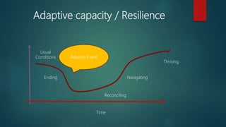 Adaptive capacity / Resilience
Time
Usual
Conditions
Ending
Reconciling
Navigating
Thriving
 