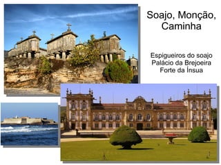 Soajo, Monção,
Caminha
Espigueiros do soajo
Palácio da Brejoeira
Forte da Ínsua
 