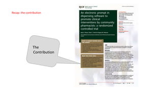 The
Contribution
Recap: the contribution
 