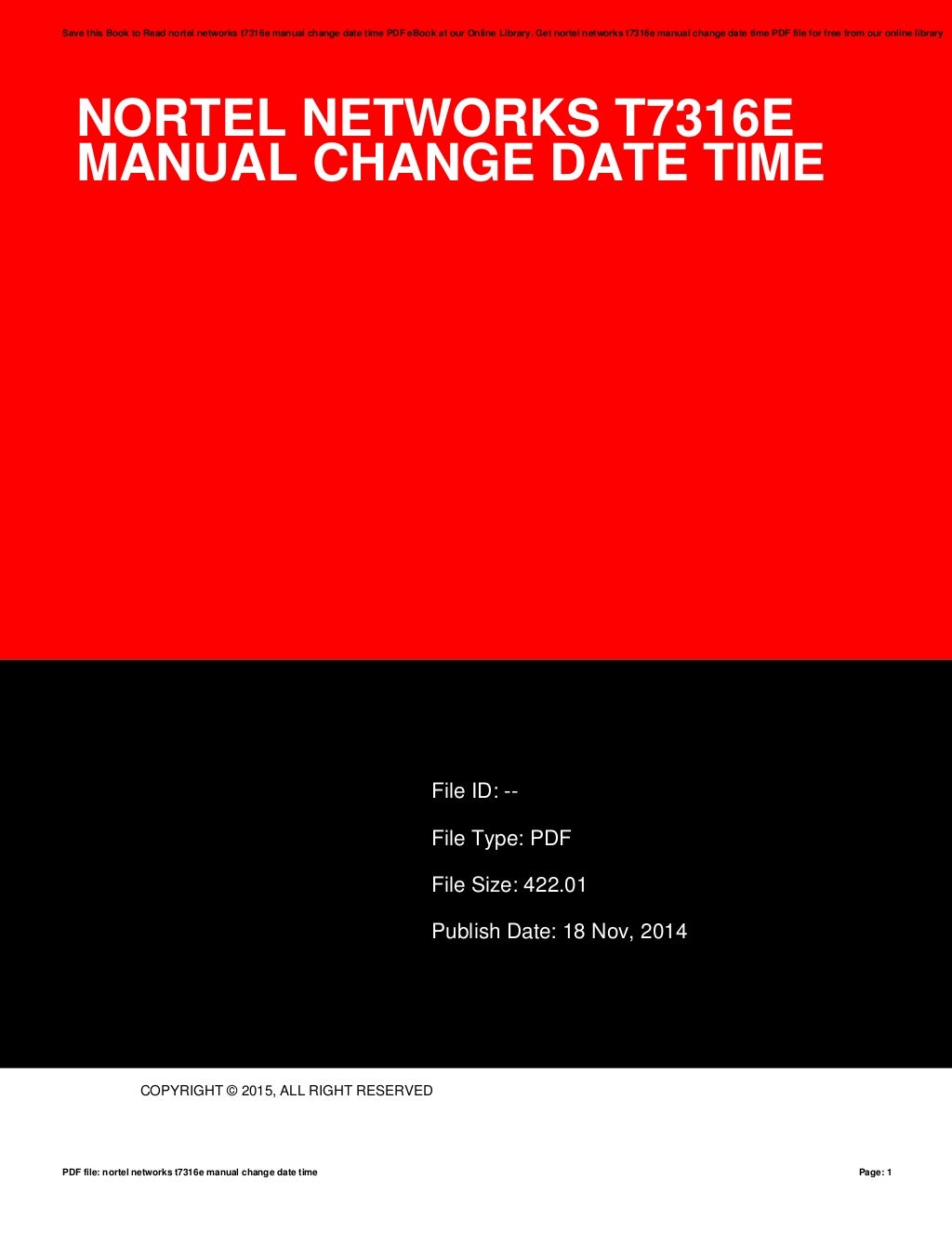 Nortel networks t7316e manual change date time