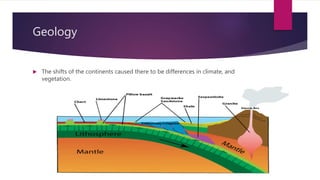 Geology
 The shifts of the continents caused there to be differences in climate, and
vegetation.
 