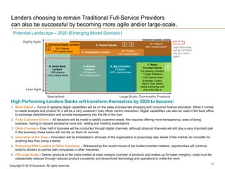 Lenders choosing to remain Traditional Full-Service Providers
can also be successful by becoming more agile and/or large-s...