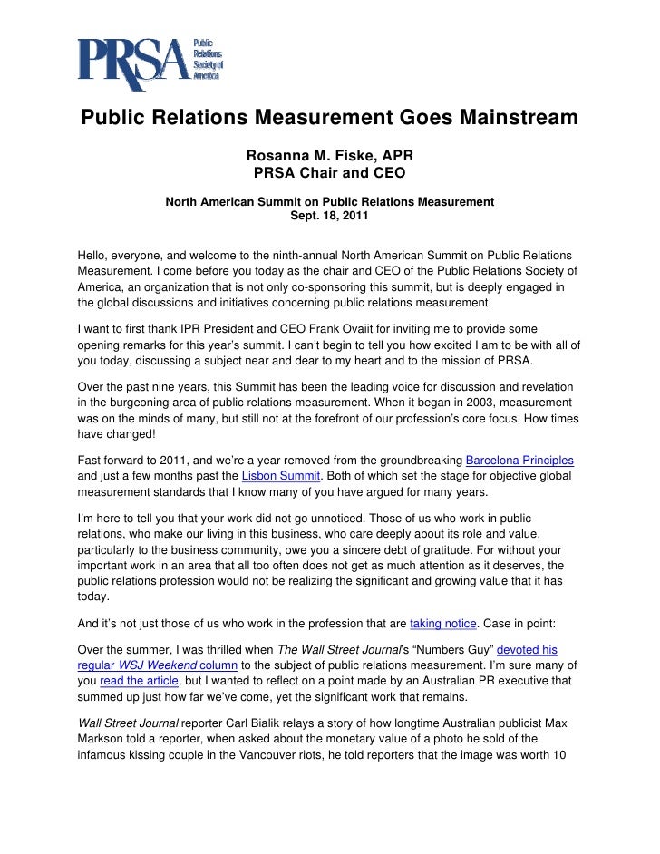 Public Relations Measurement Goes Mainstream                                 Rosanna M. Fiske, APR                       ...