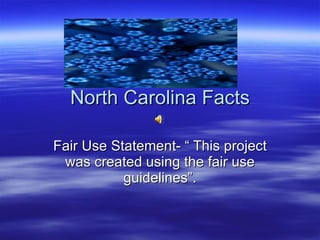 North Carolina Facts Fair Use Statement- “ This project was created using the fair use guidelines”. 