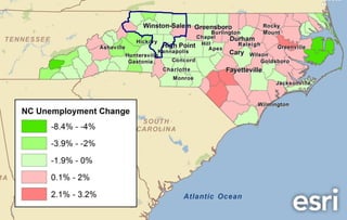 North Carolina unemployment 2009 to 2012