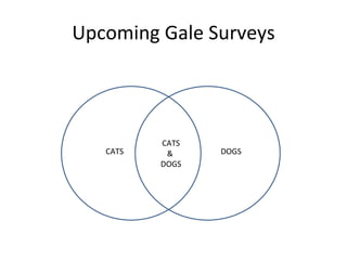 Upcoming Gale Surveys CATS DOGS CATS &  DOGS 