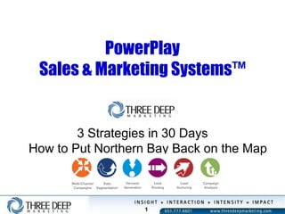 1 PowerPlaySales & Marketing Systems™ 3 Strategies in 30 DaysHow to Put Northern Bay Back on the Map Solution Brief 
