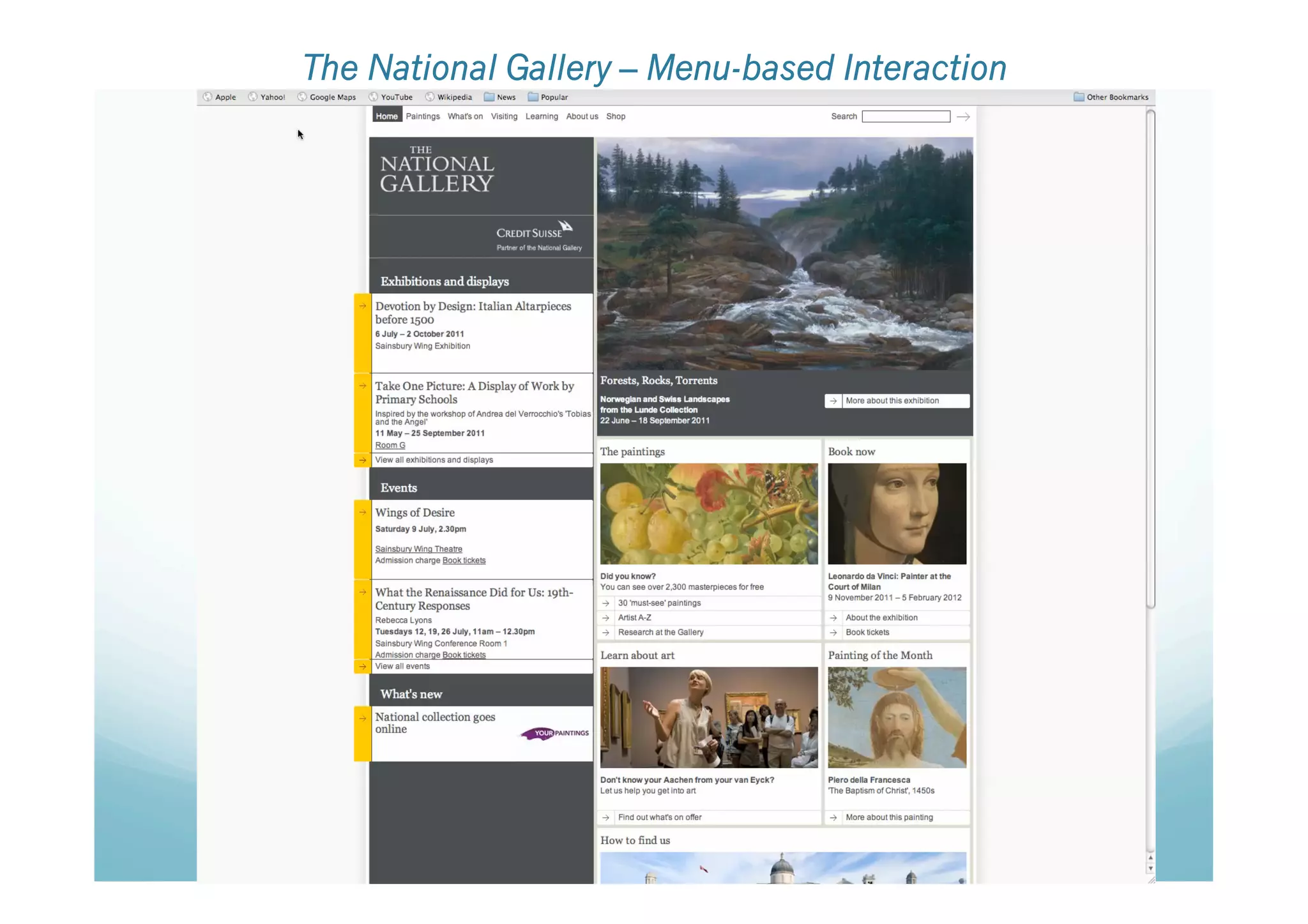 The National Gallery – Menu-based Interaction
 