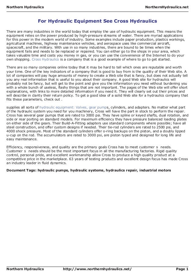 Northern hydraulics northern for hydraulic equipment