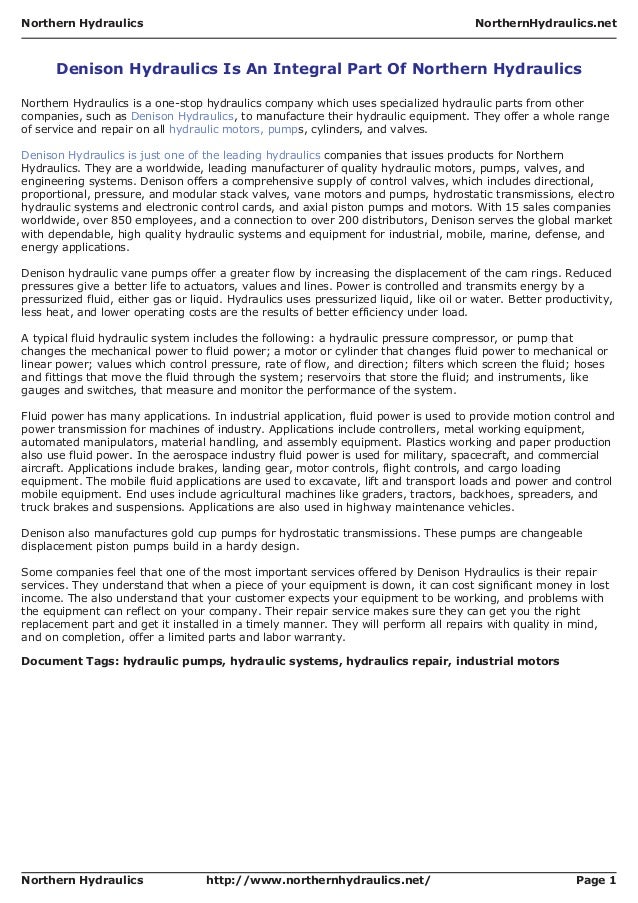 Northern hydraulics northern denison hydraulics is an