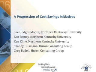 A Progression of Cost Savings Initiatives



Sue Hodges Moore, Northern Kentucky University
Ken Ramey, Northern Kentucky University
Ken Kline, Northern Kentucky University
Shandy Husmann, Huron Consulting Group
Greg Bedell, Huron Consulting Group
 