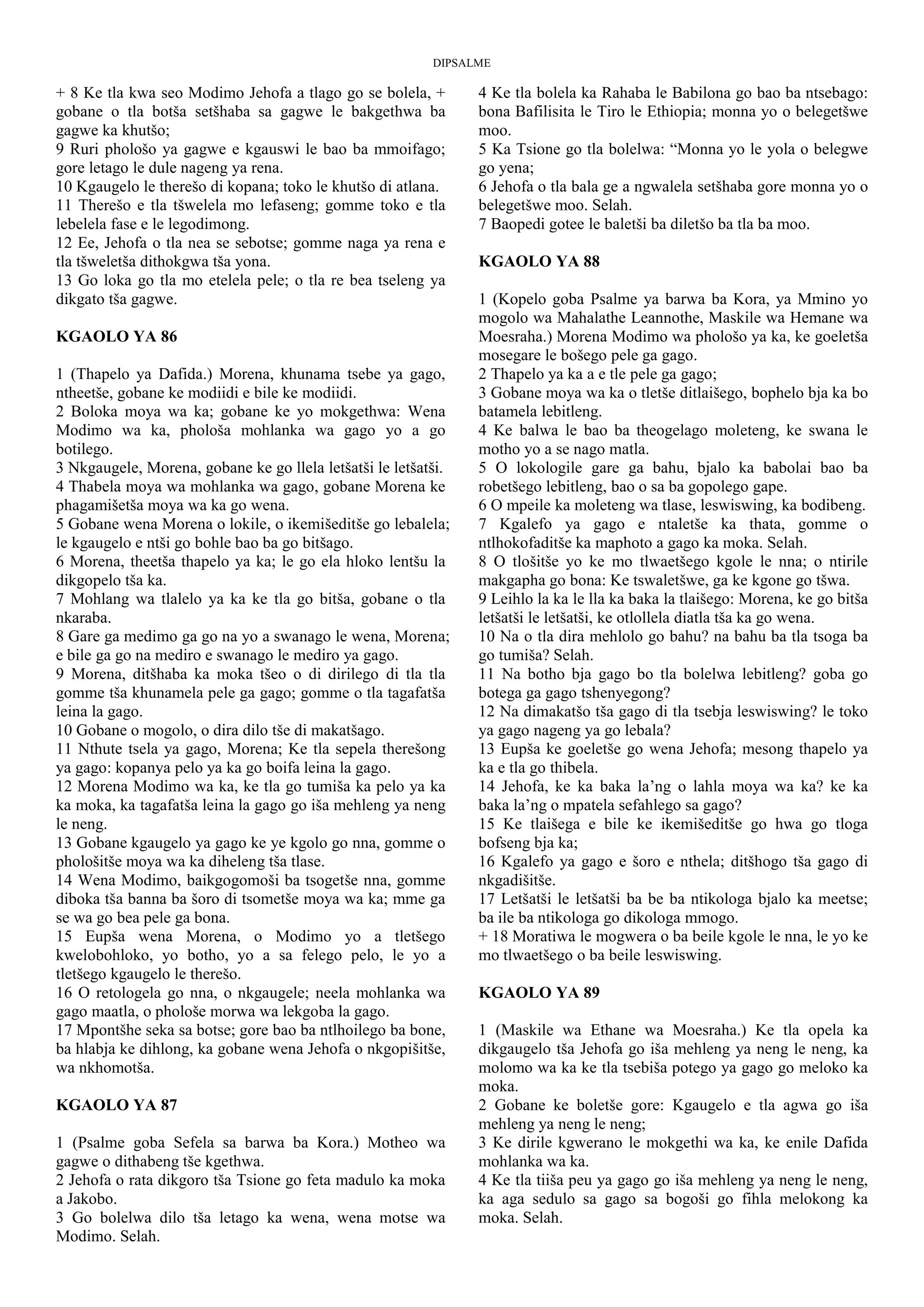 Modimo A Ra Rata Northern Sotho Sepedi - The Book of Psalms.pdf