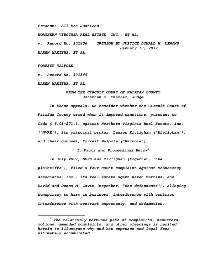 Northern virginia real estate, inc. v. martins