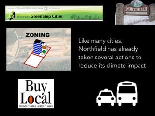 Like many cities,
Northfield has already
taken several actions to
reduce its climate impact
 