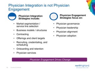 Proprietary & Confidential16
Physician Integration is not Physician
Engagement
• Market segmentation /
service line select...