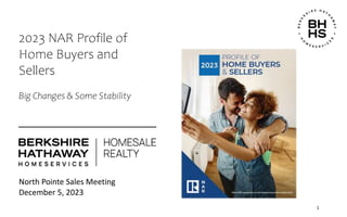 North Pointe Sales Meeting
2023 NAR Profile of
Home Buyers and
Sellers
Big Changes & Some Stability
1
December 5, 2023
 
