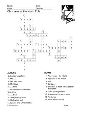 North Pole Worksheets
