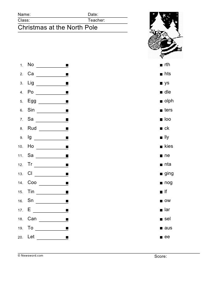 North Pole Worksheets