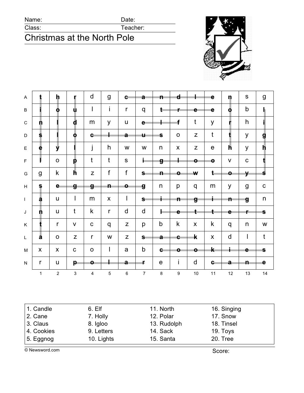 North Pole Worksheets