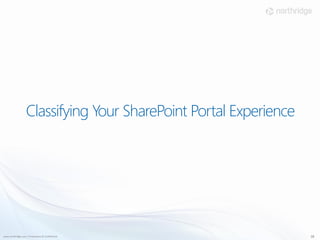 Classifying Your SharePoint Portal Experience




www.northridge.com | Proprietary & Confidential                    18
 