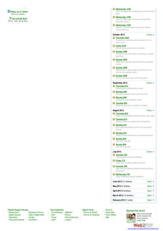 Check out our page
Wednesday, 11/06

Pain management, helping you to treat chronic
pain

Follow us on Twitter
Read our tweets

Wednesday, 11/06

Get Cool DS Stuff
Shirts, Hats, Baby Wear

How to protect your iPhone and iPad from
frequent repairs
Wednesday, 11/06

What to consider when looking for Slidell
Trusts attorney
October 2013

Close

Thursday, 10/24

Importance of brakes and suspension in a
classic car
Friday, 10/18

Why driving schools are important
Sunday, 10/06

Things to consider while choosing a suitable
taxi driver
Sunday, 10/06

Make your dog feel special, get dog supplies
online
Sunday, 10/06

Select form a wide range of products at an
online pet supplies store
Sunday, 10/06

How to maintain your swimming pool
September 2013

Close

Thursday, 9/12

Selecting a suitable taxi provider
Monday, 9/09

Buy pet supplies online and save time
Monday, 9/09

Choosing a pet supplies store
Tuesday, 9/03

Keeping your pool in perfect condition
August 2013

Close

Thursday, 8/22

When in Goa prefer holiday homes over hotels
Tuesday, 8/13

How to select a suitable taxi to Heathrow
Monday, 8/12

Pet supply essentials which can be bough
online
Monday, 8/12

World of pet products on ecommerce stores
Sunday, 8/04

Get set to get wet
Sunday, 8/04

Get set to get wet
July 2013

Close

Tuesday, 7/30

Driving skills that last a lifetime
Friday, 7/12

Feed your cat with quality pet foods
Tuesday, 7/09

Why choose Heathrow taxi for transfers from
the airport
Wednesday, 7/03

Easy Travelling Happy Travelling
June 2013 (11 entries)
May 2013 (7 entries)

Open

February 2013 (1 entry)

Stay In Touch
- Find us on Twitter!
- Find us on Facebook!

Open

March 2013 (12 entries)

Top Treatments
- Psychotherapy - Wellbutrin
- Paxil
- Effexor
- Prozac
- Physical Exercise
- Zoloft
- Lexapro

Open

April 2013 (9 entries)

Popular Support Groups
- Bereavement
- Breakups & Divorce
- Bipolar Disorder
- Diets & Weight Maint…
- Depression
- Anxiety
- Physical & Emotional… - Alcoholism

Open

Open

- About Us
- Testimonials
- Crisis Hotlines
- Help

converted by Web2PDFConvert.com

 