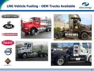 31
cleanenergyfuels.com
LNG Vehicle Fueling - OEM Trucks Available
 