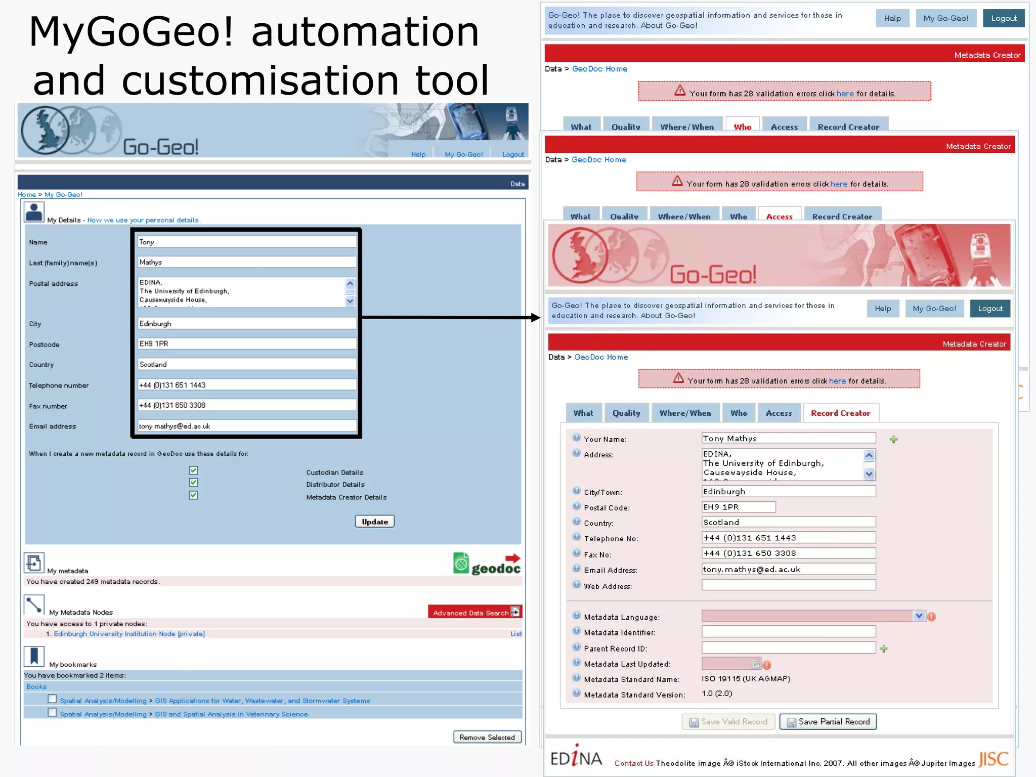 MyGoGeo! automation  and customisation tool 