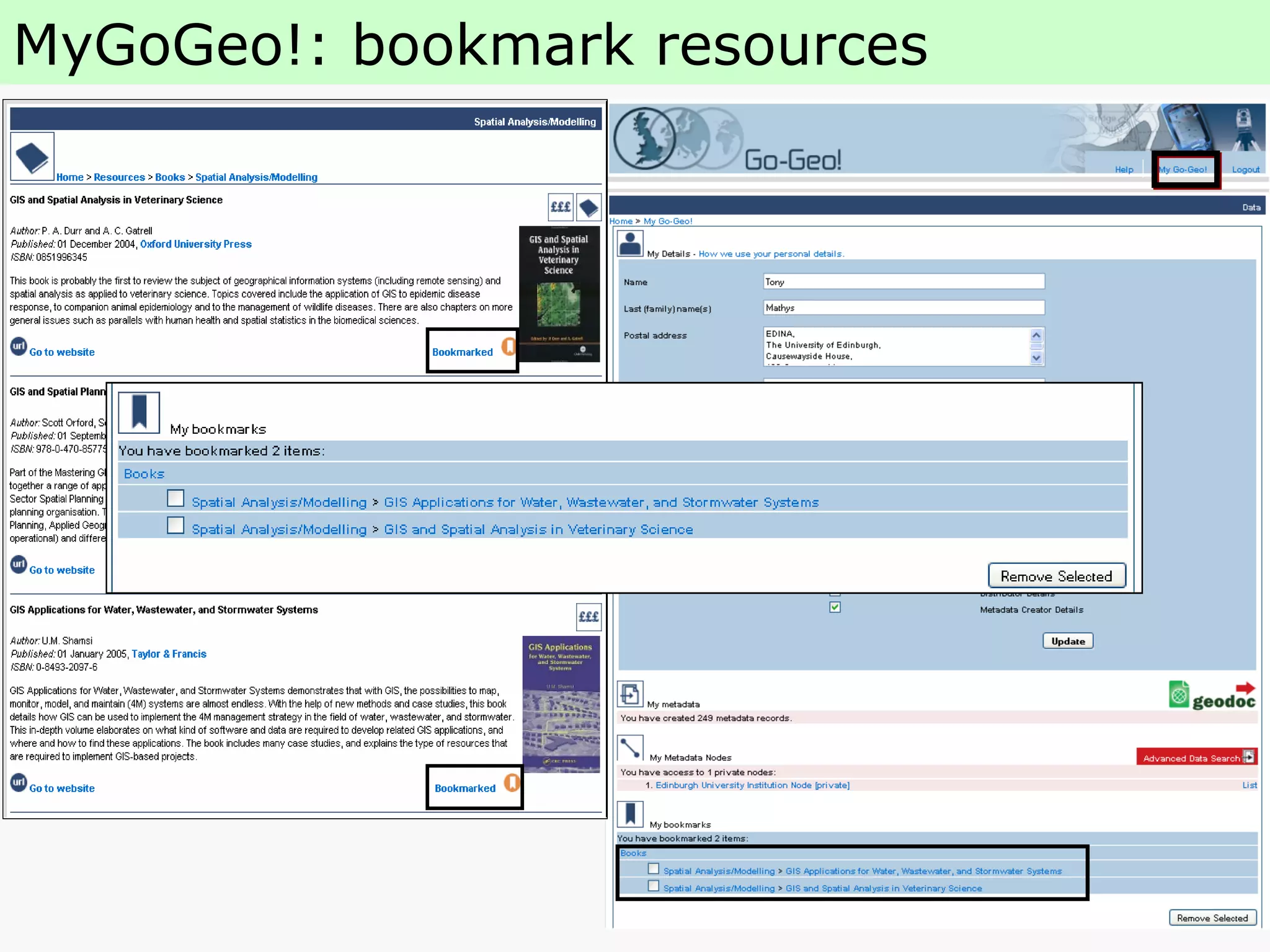 MyGoGeo!: bookmark resources 