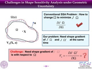 Challenges in Shape Sensitivity Analysis under Geometric
                      Uncertainty

                             C...