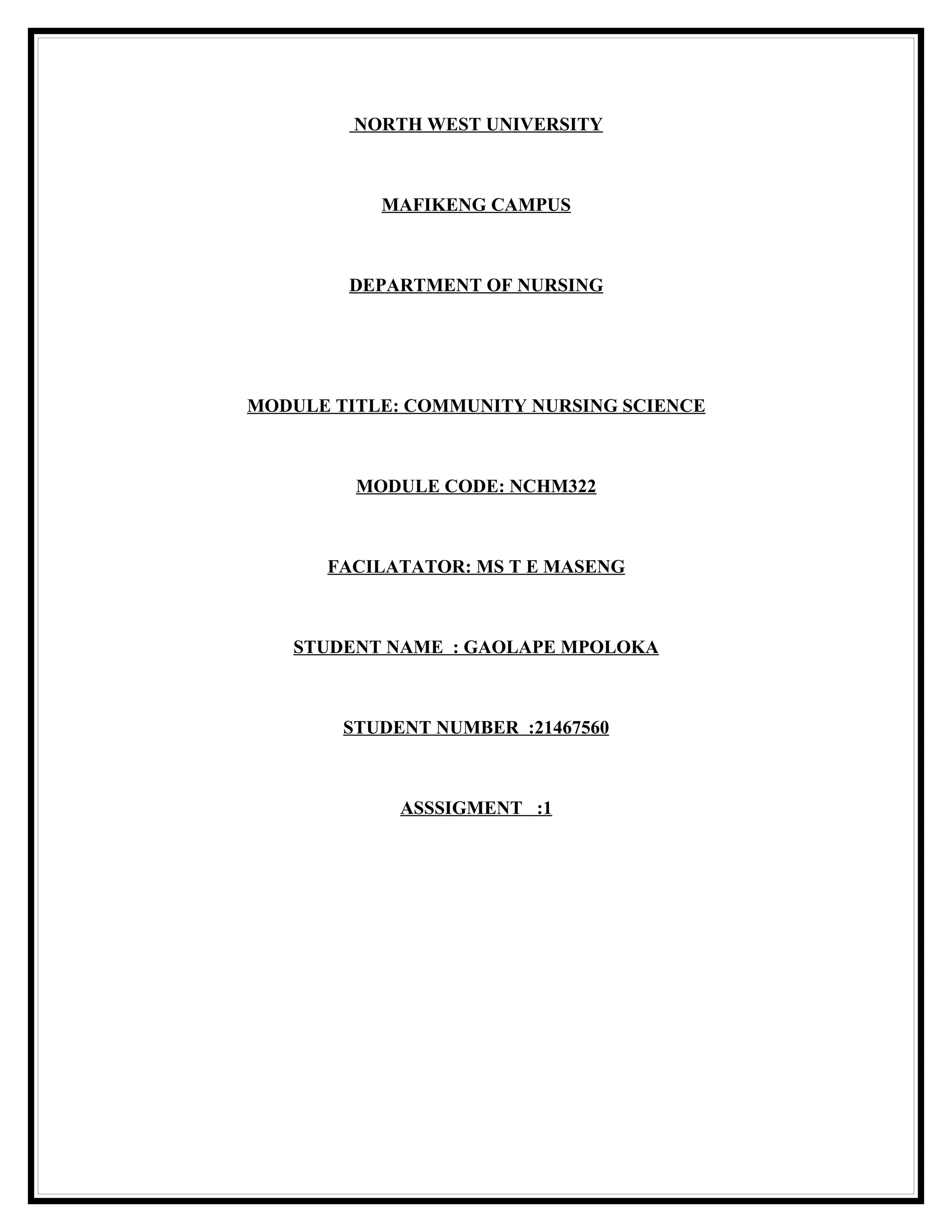 North west university PDF