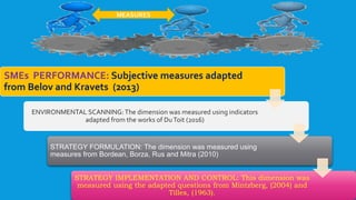 EFFECTS OF STRATEGIC PLANNING DIMENSIONS ON PERFORMANCE OF SMALL AND ...