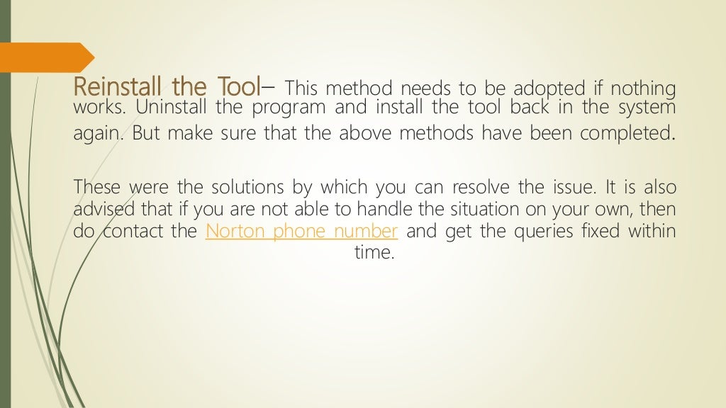 norton remove and reinstall tool removal