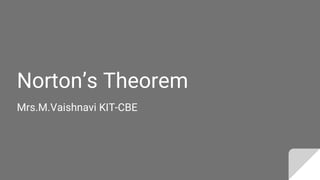 Norton’s Theorem
Mrs.M.Vaishnavi KIT-CBE
 
