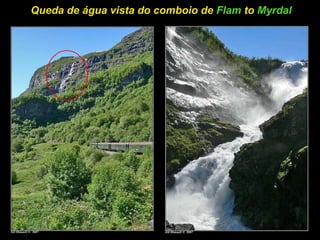 Queda de água vista do comboio de  Flam  to  Myrdal 